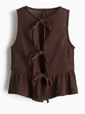 H&M Brown Knit Tie-Front Tank Top
